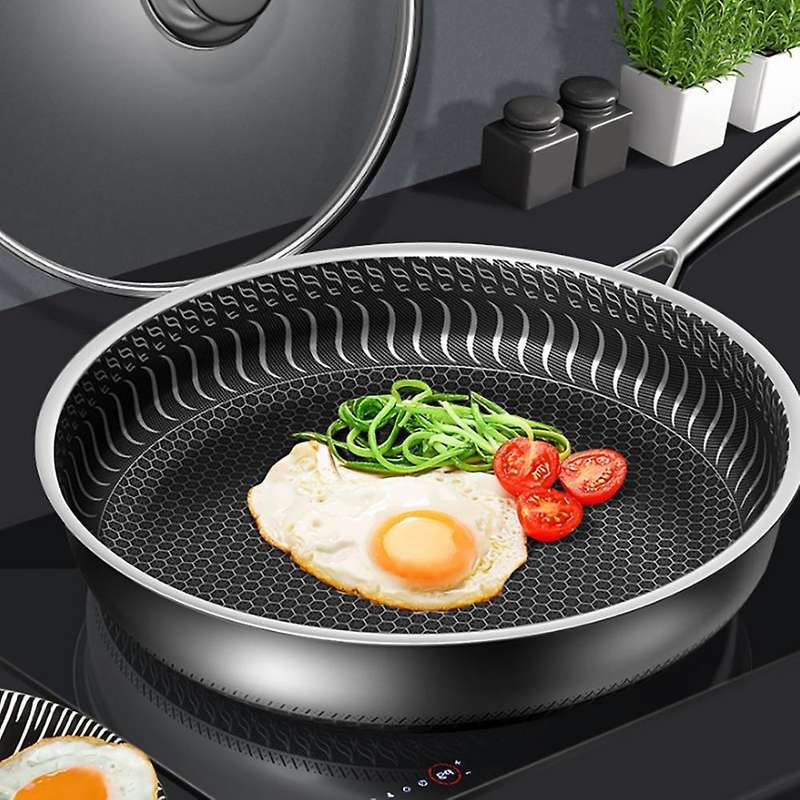 316 Stainless Steel Frying Pan Honeycomb Wok High Quality Pan Fried Steak Non Stick Pan General Stai