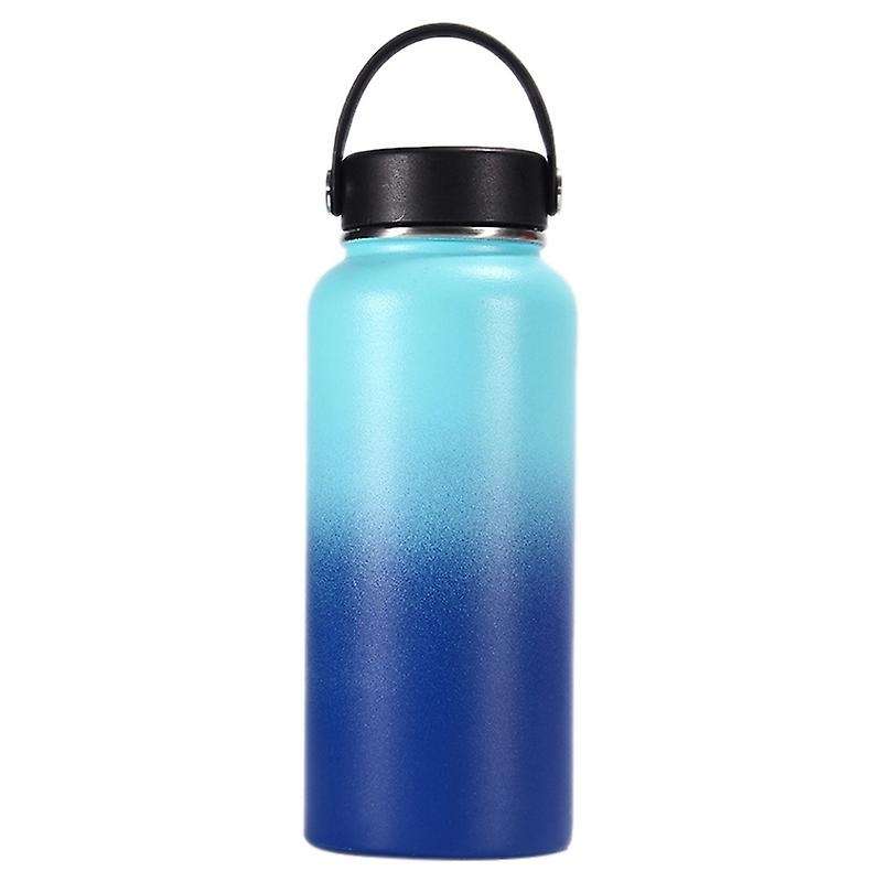 32 Oz Bottle Stainless Steel Insulated Water Bottle with Straw Lid blue