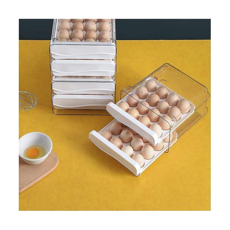 32 Capacity Egg Holder for Refrigerator,egg Container for Refrigerator,2 Drawers Egg Storage Contai