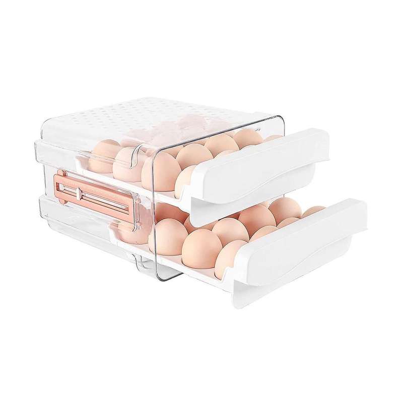 32 Capacity Egg Holder for Refrigerator,egg Container for Refrigerator,2 Drawers Egg Storage Contai