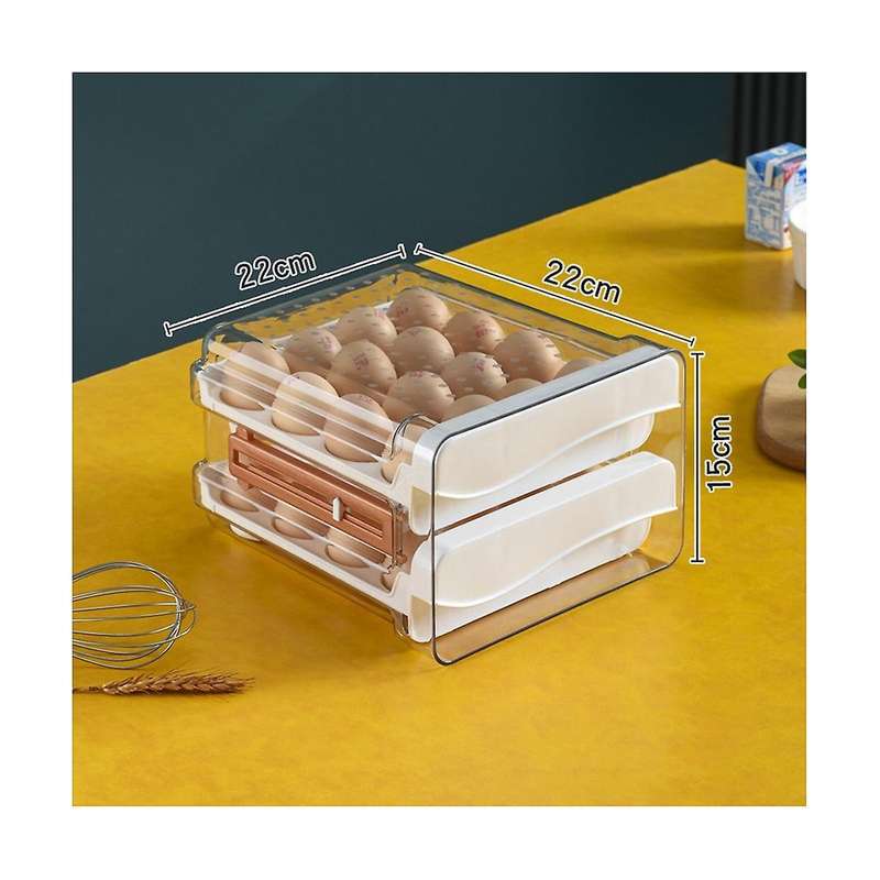 32 Capacity Egg Holder for Refrigerator,egg Container for Refrigerator,2 Drawers Egg Storage Contai