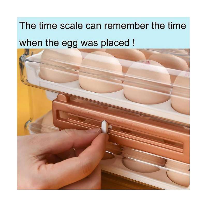 32 Capacity Egg Holder for Refrigerator,egg Container for Refrigerator,2 Drawers Egg Storage Contai