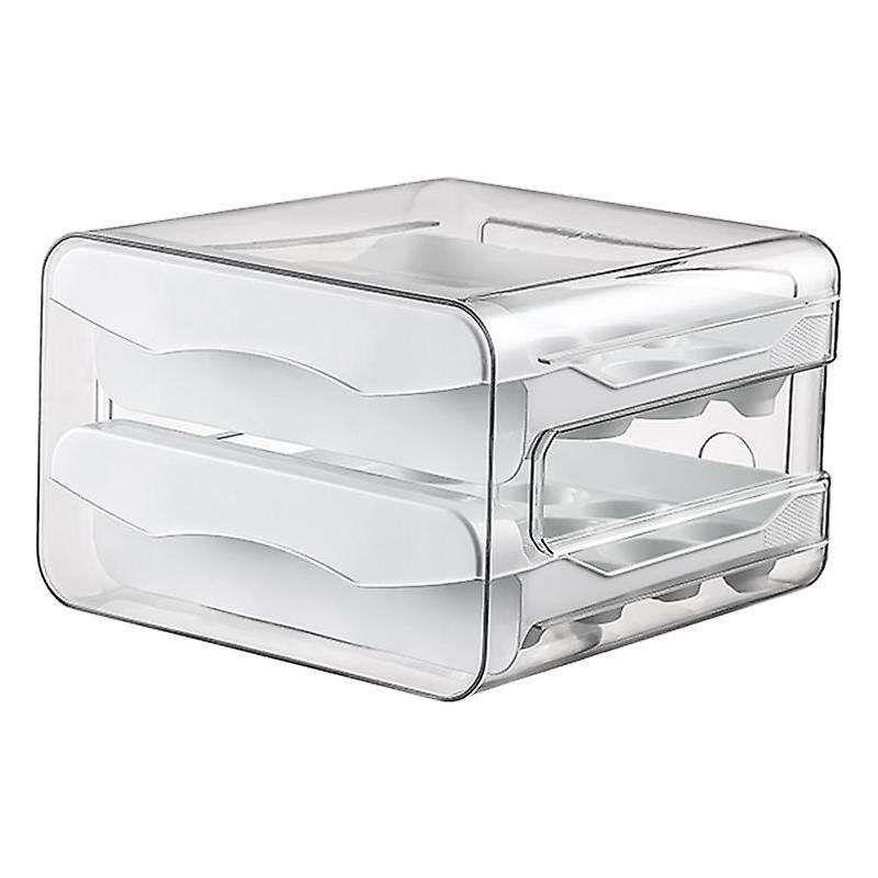 32 Grids Egg Storage Box Refrigerator Transparent Double Drawer-type Egg Box Container Home Kitchen