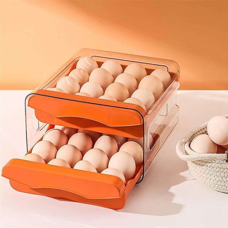 32 Grids Egg Storage Box Refrigerator Transparent Double Drawer-type Egg Box Container Home Kitchen