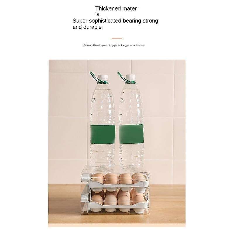 32 Grids Egg Storage Box Refrigerator Transparent Double Drawer-type Egg Box Container Home Kitchen