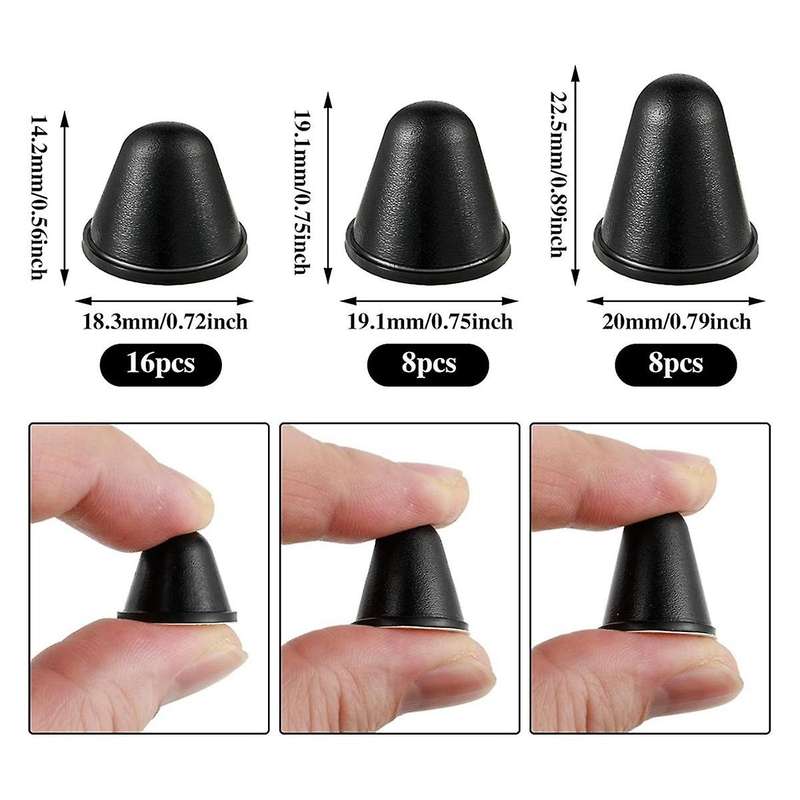 32 Pcs Conical Rubber Bumpers Black Cone Shaped Spacers 3 Different Sizes Self Adhesive Speaker Pads