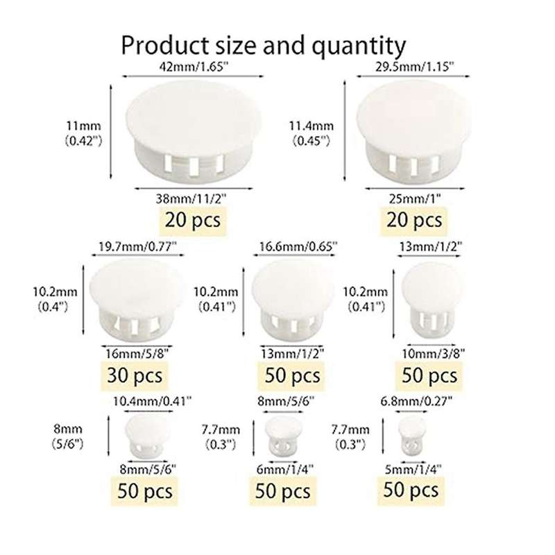 320 Plug Hole Plugs, Hole Cover Snap-In Keyhole Plugs, Panel Hole Plug Decorative Covers for Kitchen