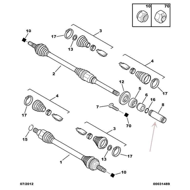 322404 Transmission Shaft Groove Sleeve for 206 207 307 408 C2 C4