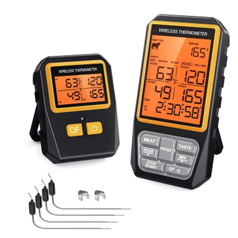 328ft Wireless Meat Thermometer for Grilling Smoker Bbq Oven Digital Food Kitchen Thermometer with 4