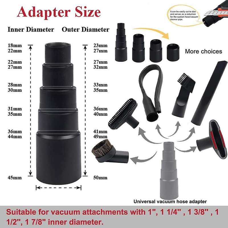 32mm 1 1/4 Inch Hardwood Floor Brush with 2 Pcs Vacuum Attachment Brush and 1 7/8 Inch to 1 Inch Va