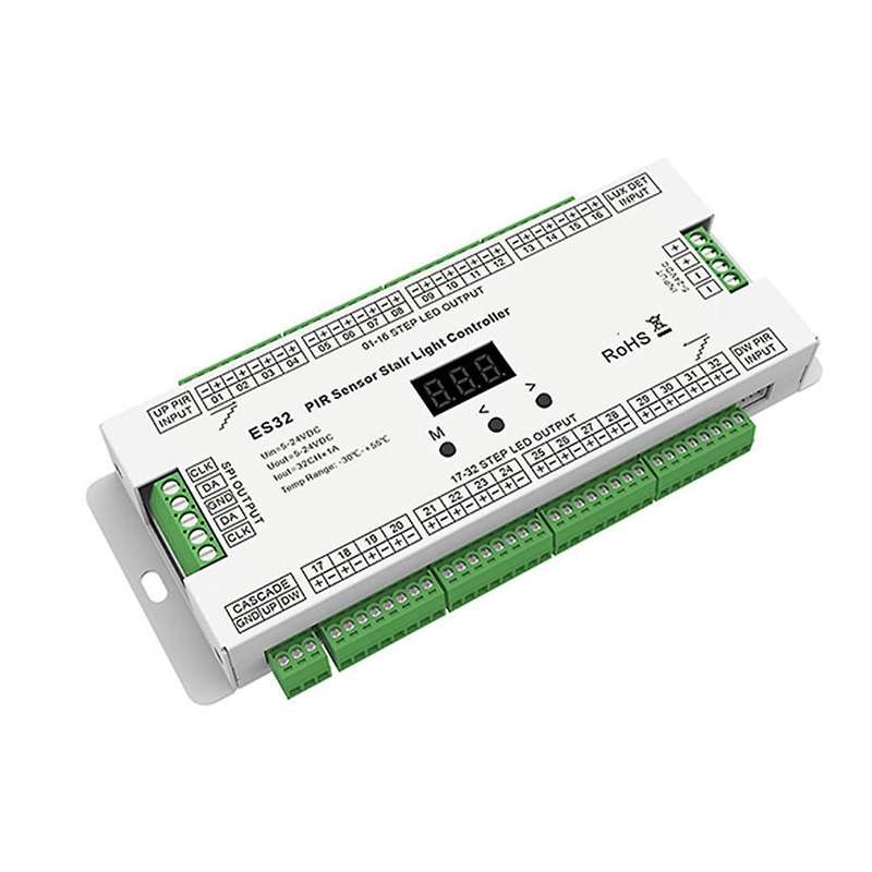 32ch Es32 Pir Sensor Stair Light Controller Human Body Infrared Inductive Switch Stair Lamp Control