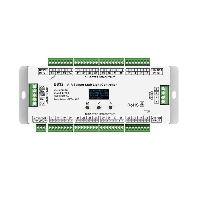 32ch Es32 Pir Sensor Stair Light Controller Human Body Infrared Inductive Switch Stair Lamp Control