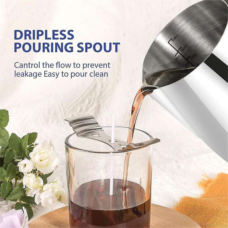 32oz Stainless Steel Wax Melting Pot with Pouring Spout and Heat-Resistant Handle for Candle Making