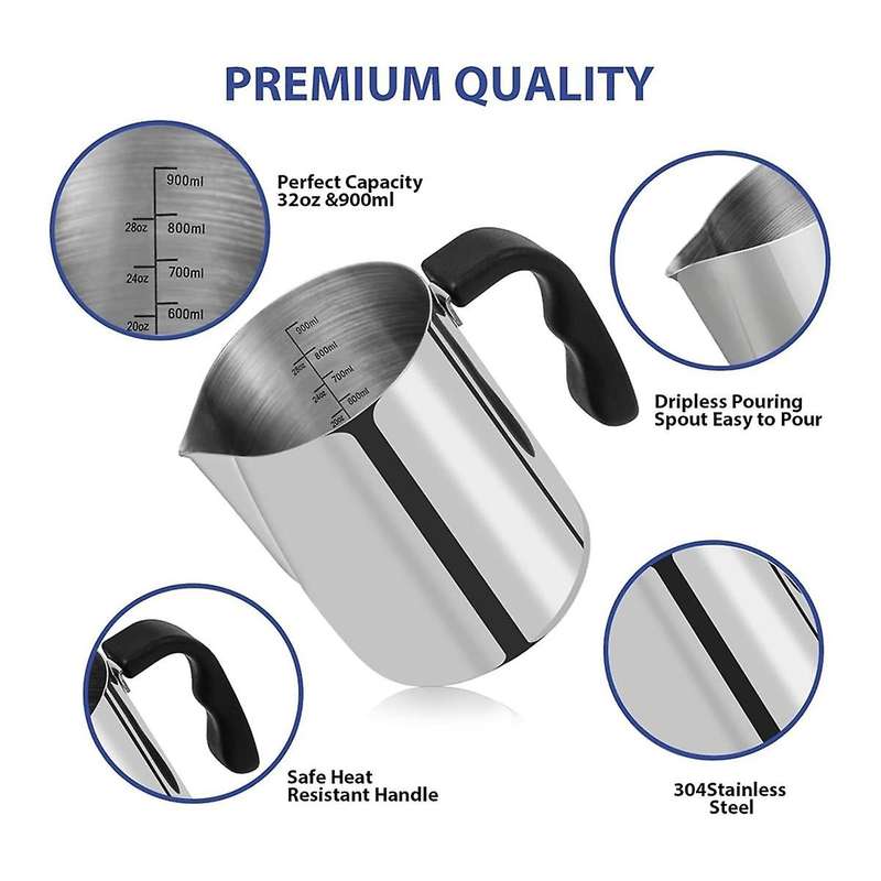 32oz Stainless Steel Wax Melting Pot with Pouring Spout and Heat-Resistant Handle for Candle Making