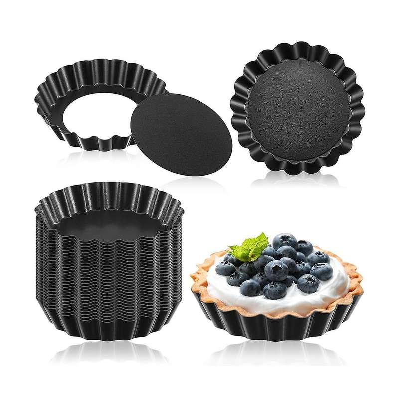 32pcs 3 Inch Mini Tart Pans Egg Tart Mold with Removable Bottom Round Quiche Pan Mini Pie Pans Bakew