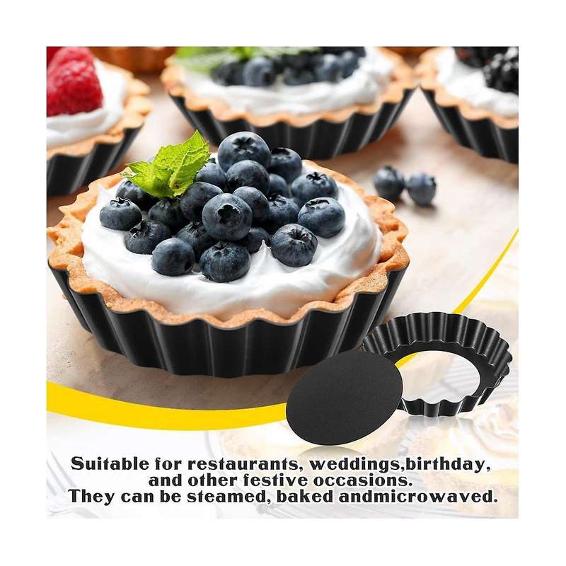 32pcs 3 Inch Mini Tart Pans Egg Tart Mold with Removable Bottom Round Quiche Pan Mini Pie Pans Bakew
