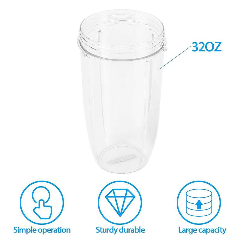 32Oz Replacement Cups with Flip Top to Go Lid for 600W and Pro 900W Blender (2 Pack)