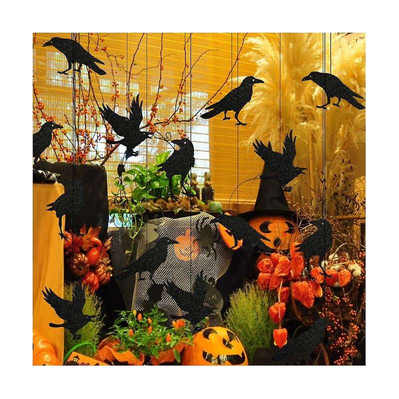32PCS Hanging Swirl Halloween Party Streamers Foil Ceiling Spiral Halloween Witch Pumpkin Ghost Cuto