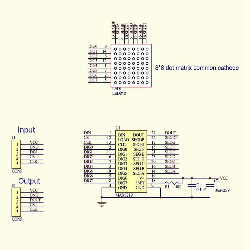 32X8 Dot LED Display Module 4 in 1 Common Cathode MCU Control with 5Pin Wire for (Multicolor)