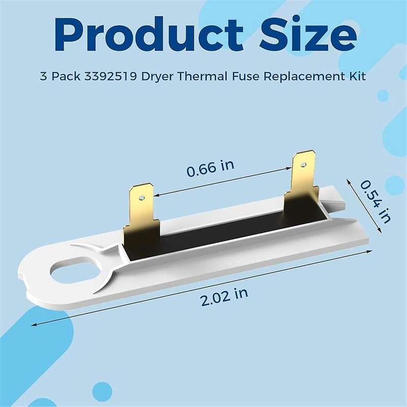 3392519 Dryer Thermal Fuse WP3392519 Replacement for Dryer Thermal Fuse Replaces AP6008325 3388651