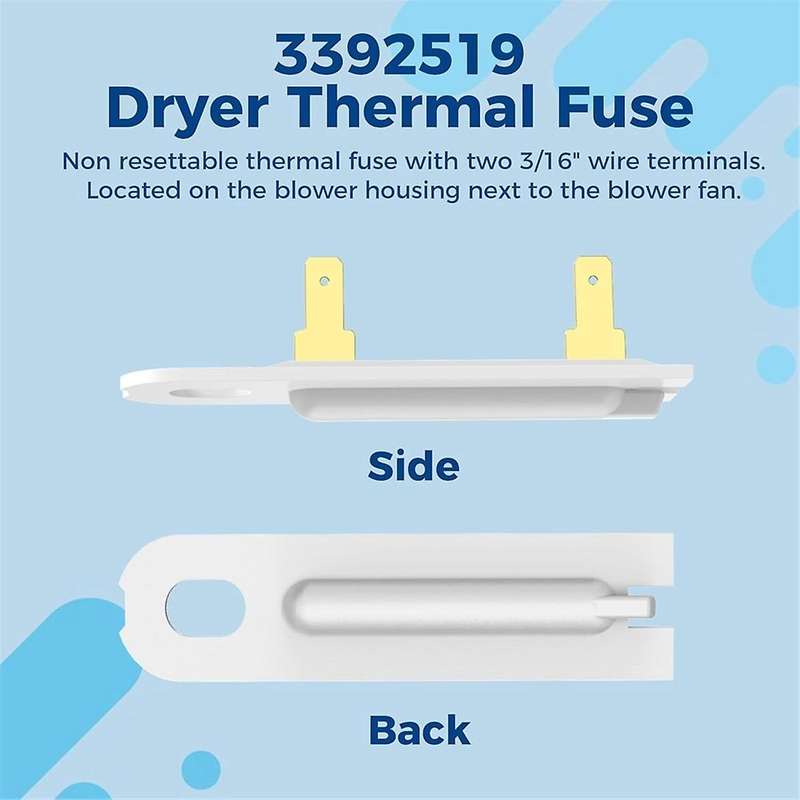 3392519 Dryer Thermal Fuse WP3392519 Replacement for Dryer Thermal Fuse Replaces AP6008325 3388651