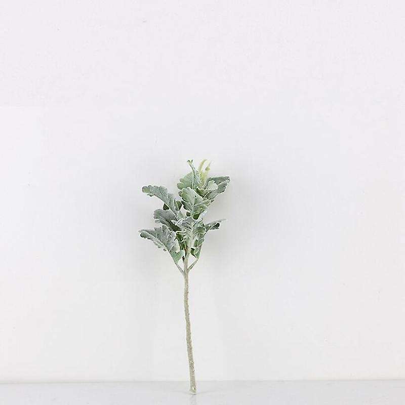 33cm Artificial Green Leaf Plants Silk Cineraria Room Table Decor Dusty Garden Hotel Flowers, 10 Pc