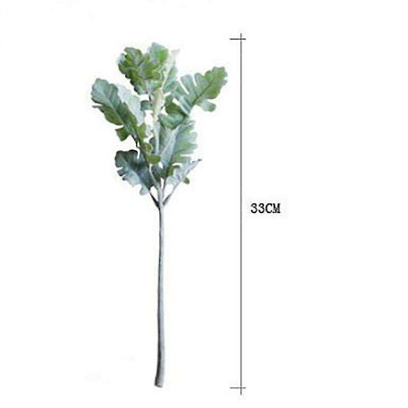 33cm Artificial Green Leaf Plants Silk Cineraria Room Table Decor Dusty Garden Hotel Flowers, 10 Pc
