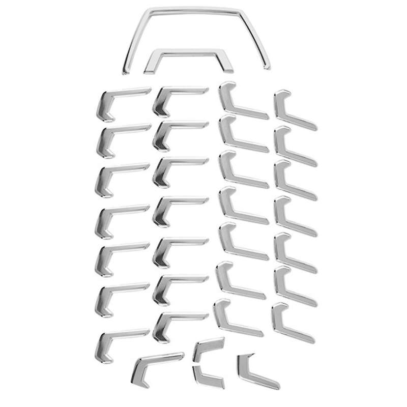 34pcs Chrome Front Center Grille Moulding Strips Cover Trim for Yaris 2020 2021 2022