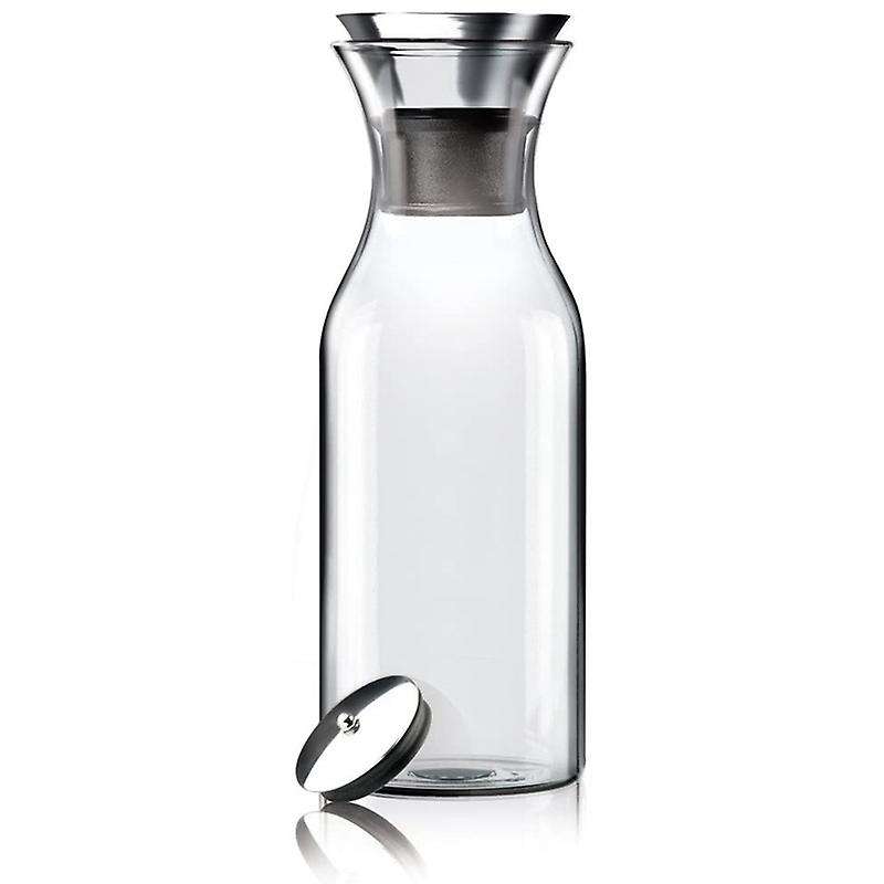 35 Glass Carafe with Stainless Steel Silicone Flip-top Lid - Glass Water Pitcher Fridge Ice Tea Mak