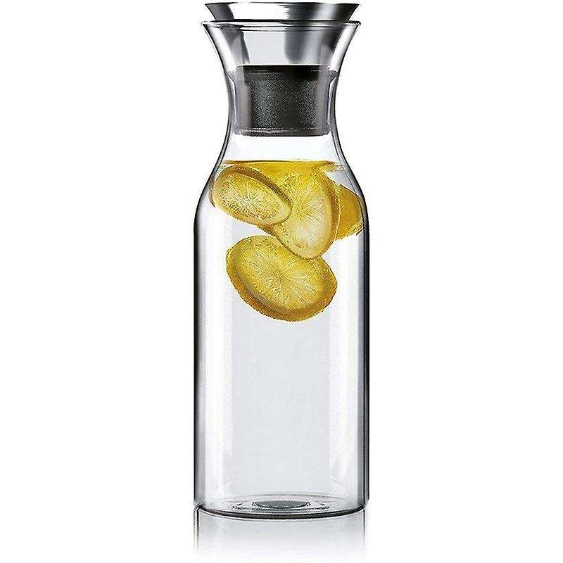35 Glass Carafe with Stainless Steel Silicone Flip-top Lid - Glass Water Pitcher Fridge Ice Tea Mak