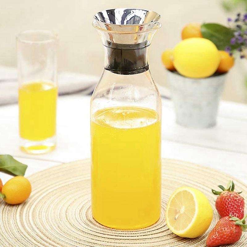 35 Glass Carafe with Stainless Steel Silicone Flip-top Lid - Glass Water Pitcher Fridge Ice Tea Mak