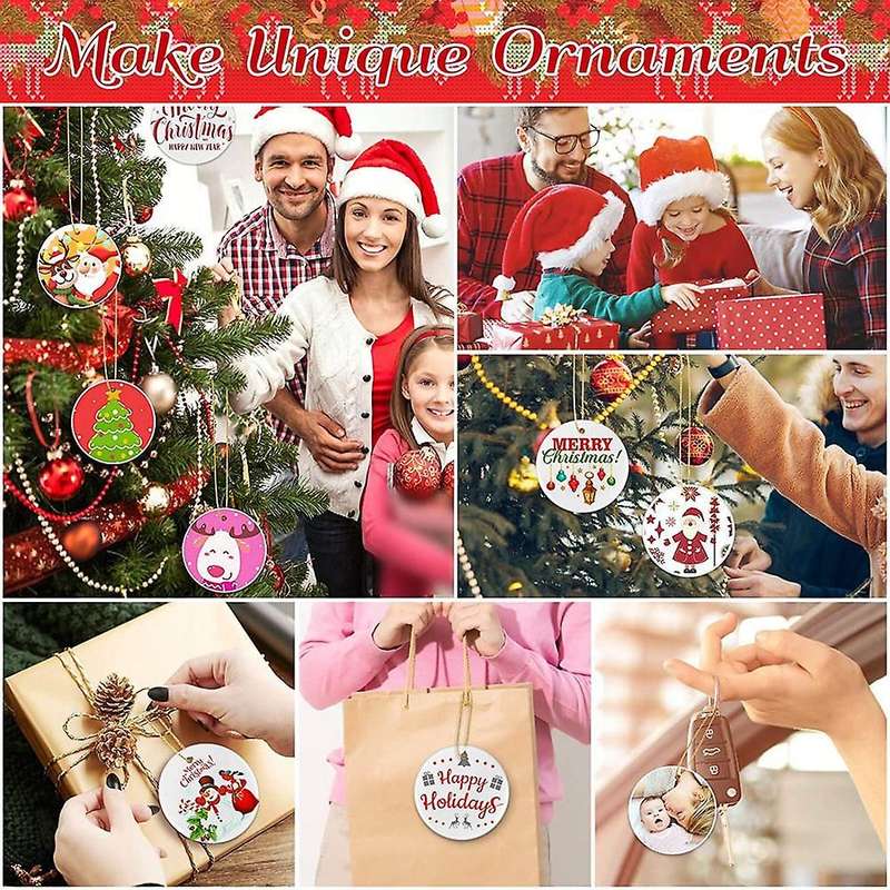 35 Pieces Sublimation Ornament Blanks, Round Blank Sublimation Ornaments Sublimation for Christmas