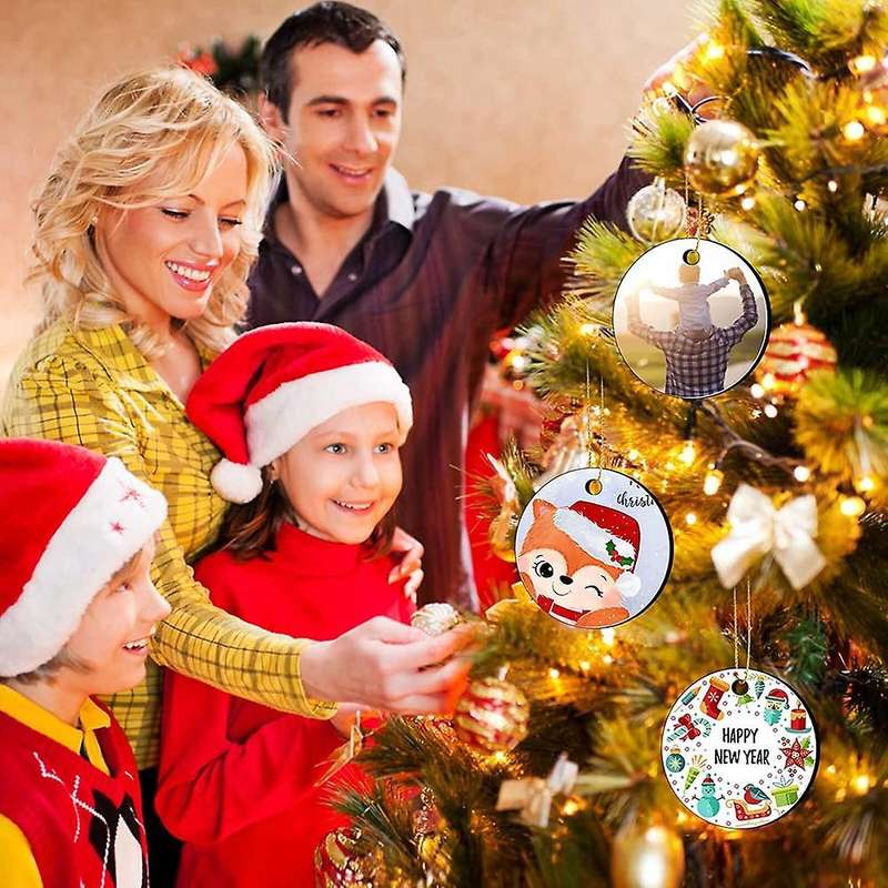 35 Pieces Sublimation Ornament Blanks, Round Blank Sublimation Ornaments Sublimation for Christmas