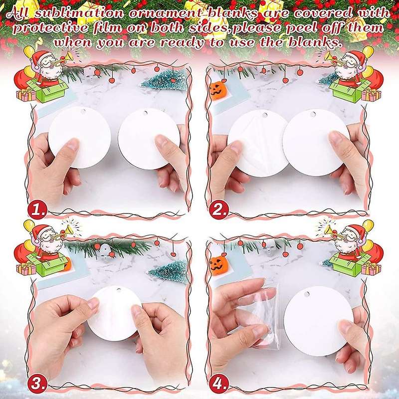 35 Pieces Sublimation Ornament Blanks, Round Blank Sublimation Ornaments Sublimation for Christmas