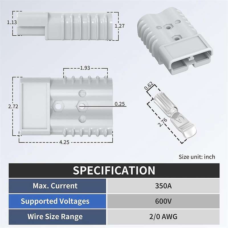 350Amp Battery Quick Connect/Disconnect Connector, Wiring Harness Plug Connector Kit for Car Winch