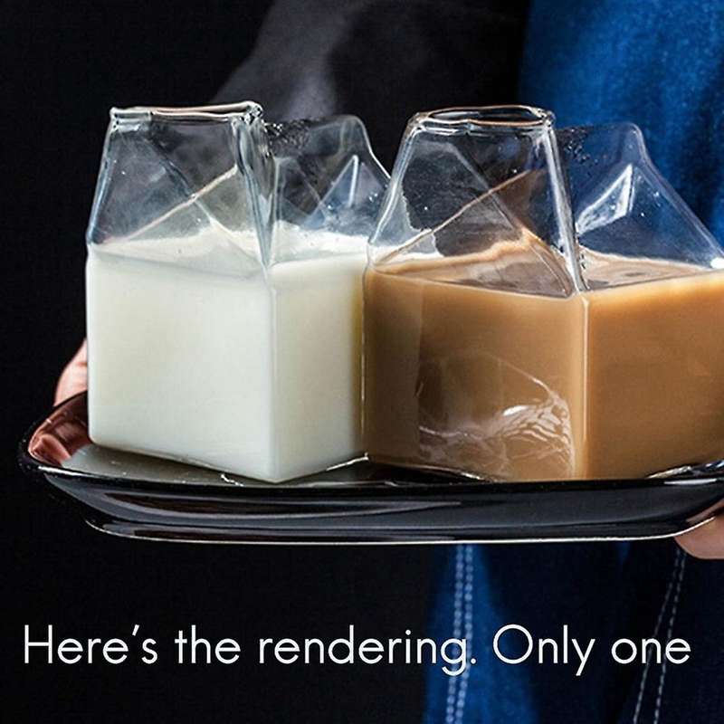 350Ml Square High Temperature Resistant Glass Milk Box Half Pint Milk Box Cup Nutritious Breakfast M