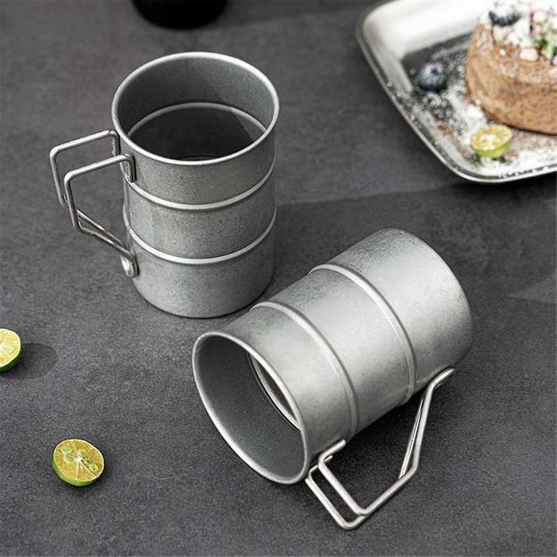 350ml/12oz Retro Industrial Style Beer Mug 304 Stainless Steel Mug,distressed Outdoor Camping Cup T