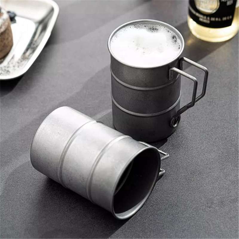 350ml/12oz Retro Industrial Style Beer Mug 304 Stainless Steel Mug,distressed Outdoor Camping Cup T