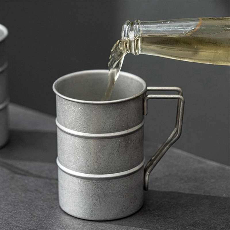 350ml/12oz Retro Industrial Style Beer Mug 304 Stainless Steel Mug,distressed Outdoor Camping Cup T