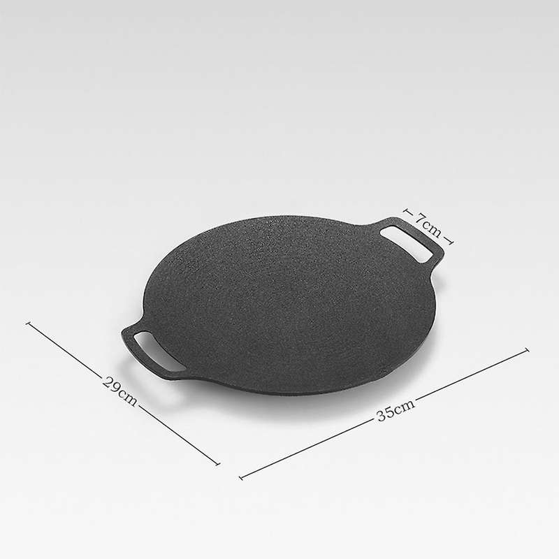 35cm Thick Cast Iron Frying Pan Flat Pancake Griddle Non-stick Bbq Grill Induction Cooker Open Cook