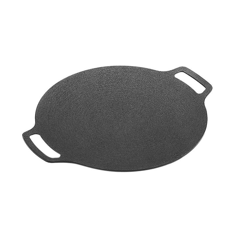 35cm Thick Cast Iron Frying Pan Flat Pancake Griddle Non-stick Bbq Grill Induction Cooker Open Cook
