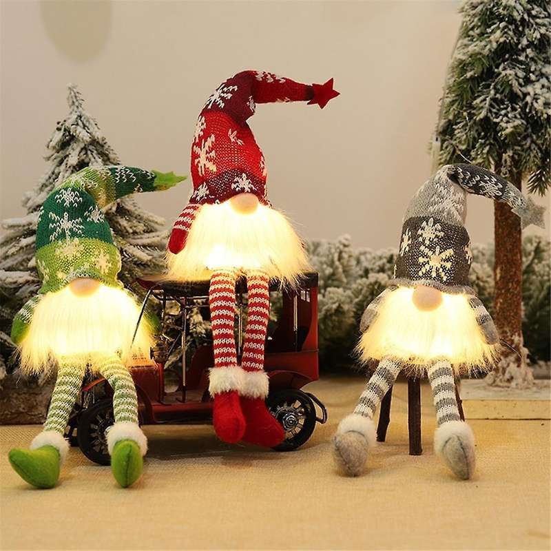 35cm Glowing Gnome Christmas Decor Faceless Doll Night Light Home Navidad Natal 2024 New Year Childr