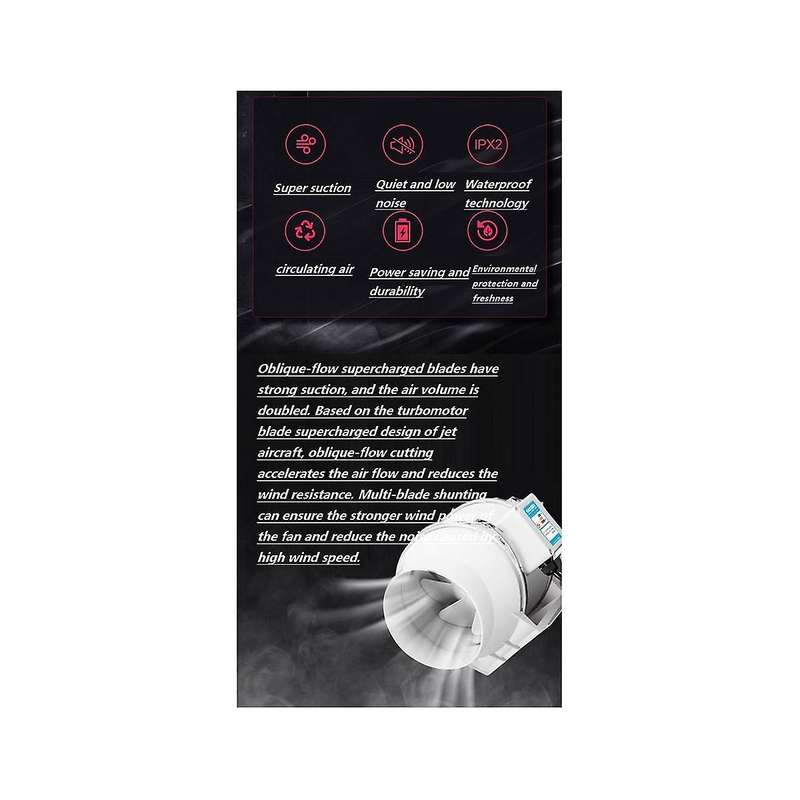 35w Bathroom Pipe Conduit Fan Vent Room Exhaust Inline Fan Kitchen Air Diffuser Duct Fan Grow Tent