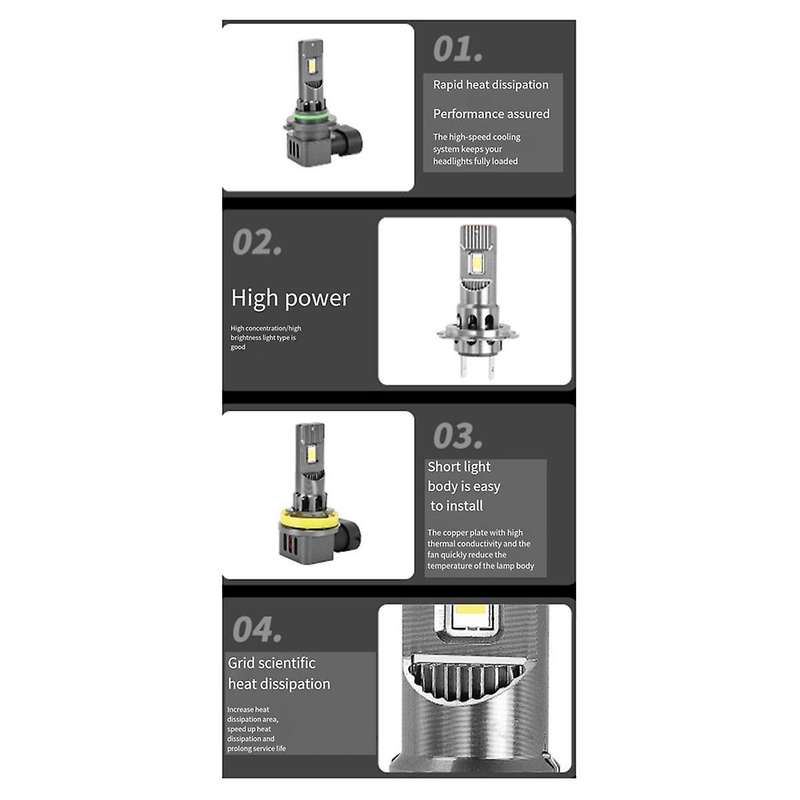 35W Power 9012/9005/9006 Socket LED Bulb Car Headlight 6000K White Light 3800LM Mini LED Light Plug