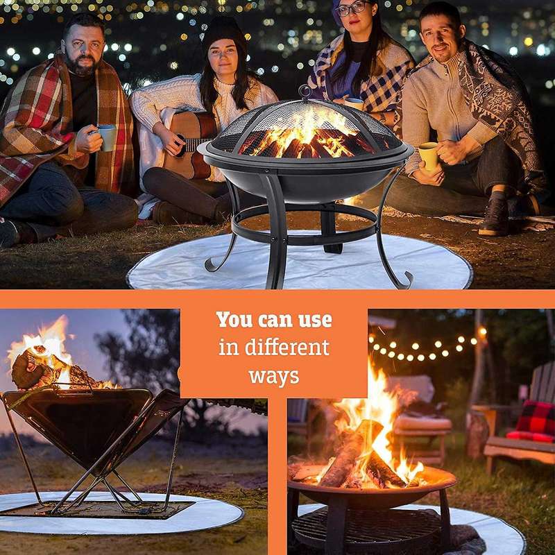 36 Inch Fire Pit Mat,Fiberglass Fireproof Mat for Wood Deck, Patio and Grass Round 3-Layer Heat Resi