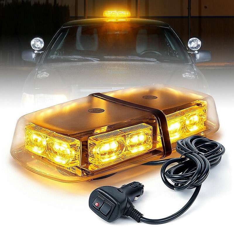 36 LED Strobe Beacon Lights Rooftop Flash Emergency Warning 12V-24V Truck Yellow/Amber