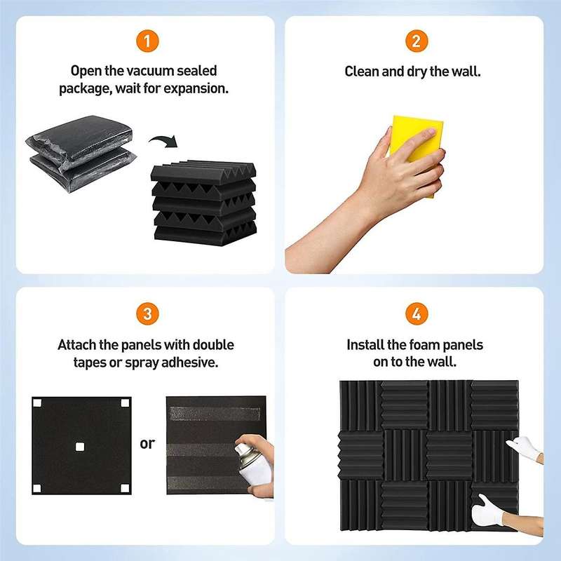 36 Pack Acoustic Panels 9.8x9.8x2 Inch Wedge Sound Proof Foam Acoustic Foam for Recording Studio Ac