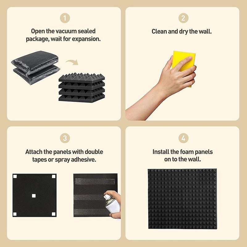 36 Pack Pyramid Acoustic Foam,9.8x 9.8x 2 Inch Sound Proof Foam,sound Absorbing Panel for Wall,stud