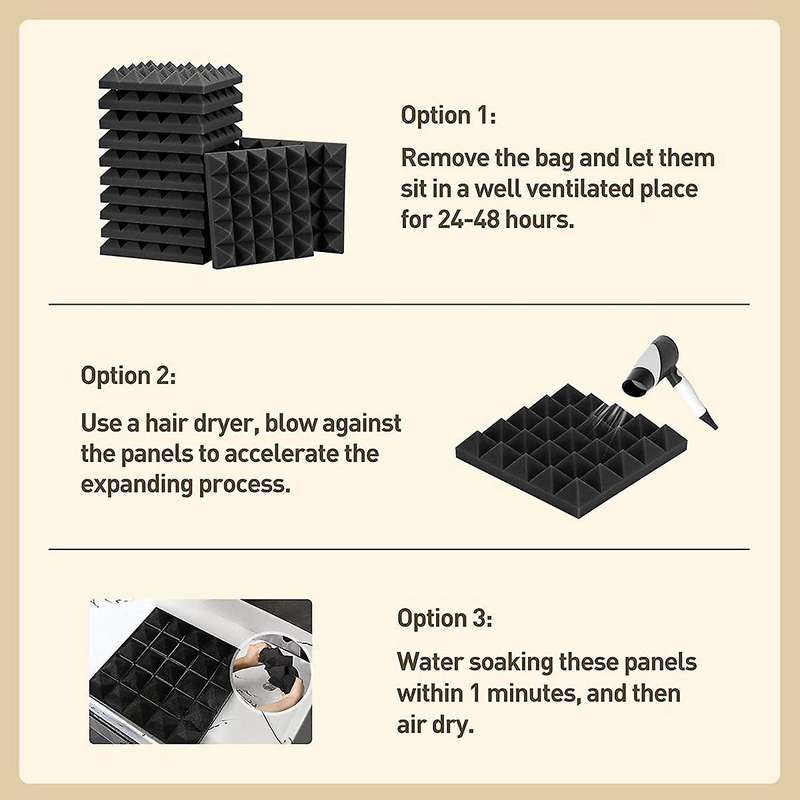 36 Pack Pyramid Acoustic Foam,9.8x 9.8x 2 Inch Sound Proof Foam,sound Absorbing Panel for Wall,stud