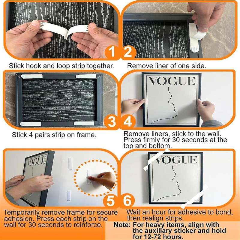 36 Pairs (72 Items) of Photo Frame Special Stickers for Wall Hanging without Punching and Double-Sid